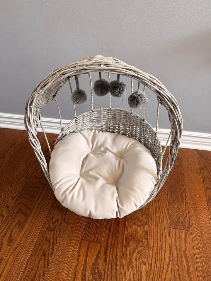 Cat Wicker Hooded Bed with Cushion - photo 2