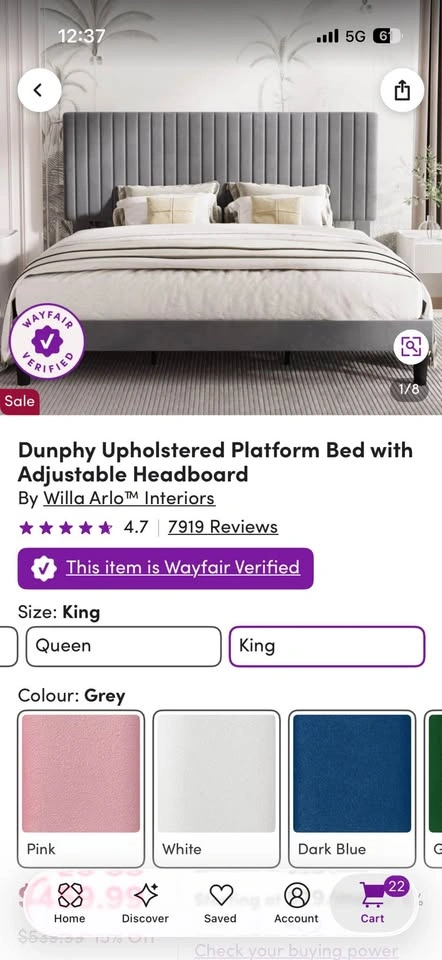 King size bed frame + mattress - photo 2