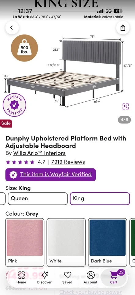 King size bed frame + mattress - photo 3