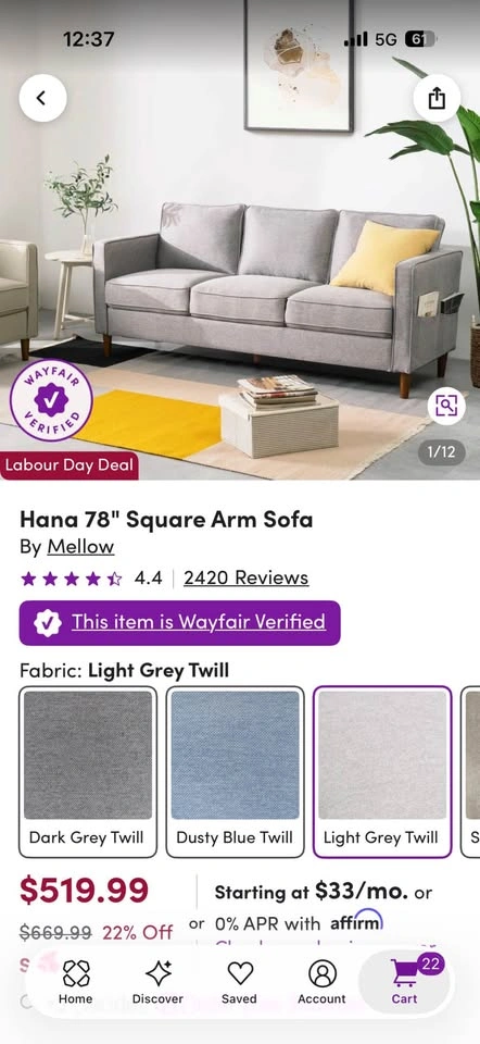 Hana 78" Square Arm Sofa - photo 3