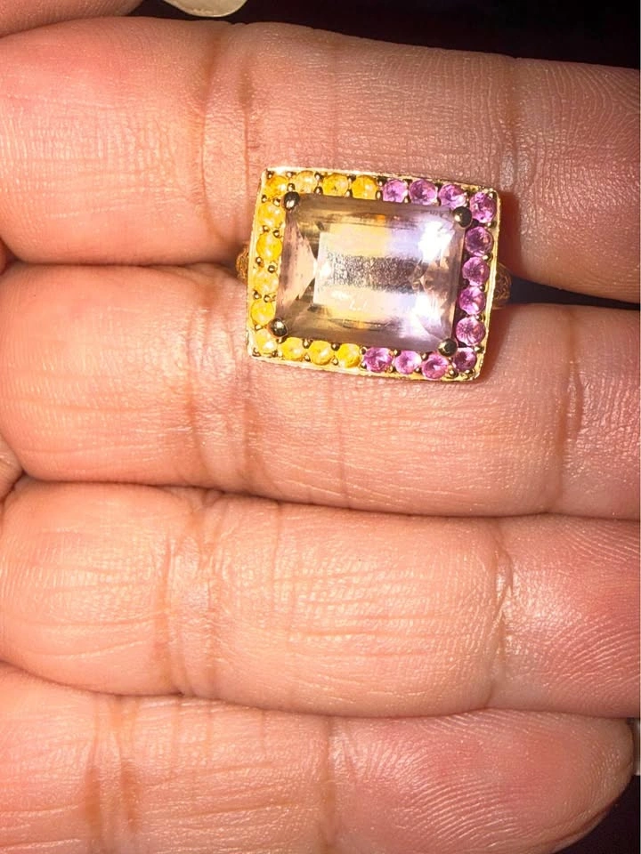 14K Yellow Gold Statement Ring - ~7ct Bi-Color Stone