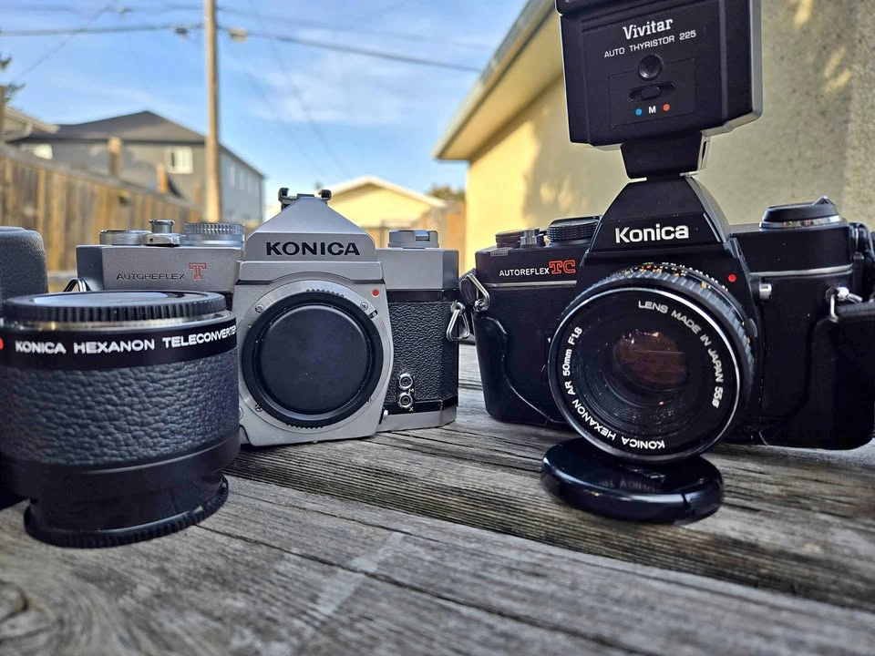 Konica Autoreflex T and Autoreflex TC Film 35mm Camera Bundle