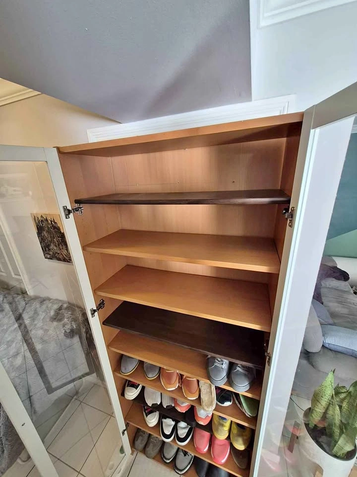 Tall Glass-door wooden cabinet
