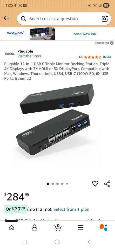 Plugable USB-C Triple 4K Display Horizontal Docking Station - photo 2