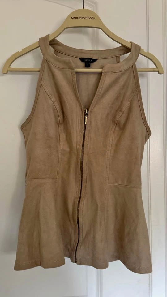 Guess Faux Suede Peplum Top Size S