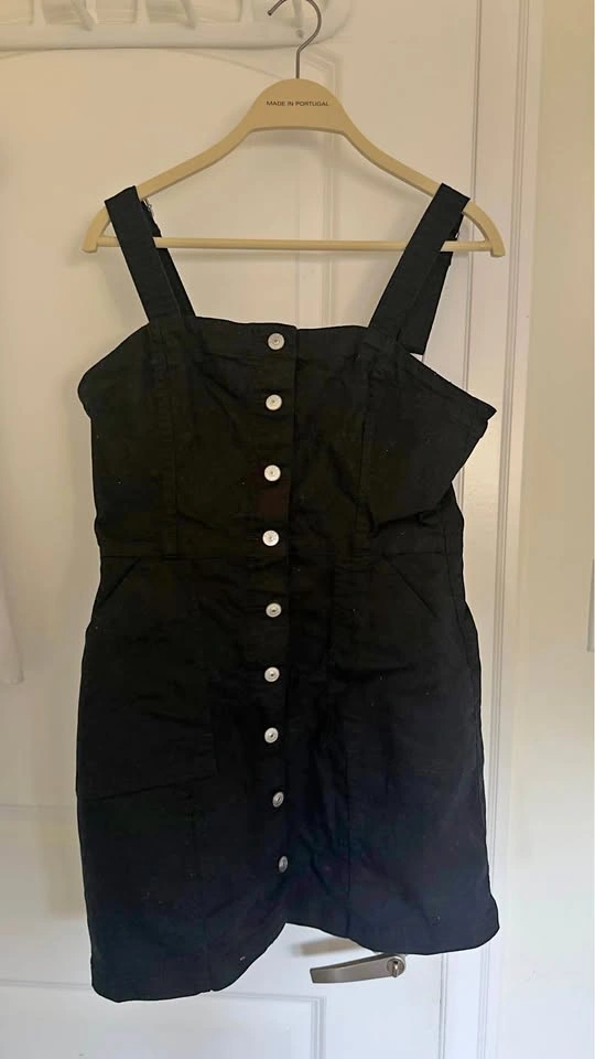 H&M Divided Black Button-Down Denim Dress Size 8