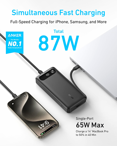 Anker Power Bank (20K, 87W, Built-In USB-C Cable) - photo 2