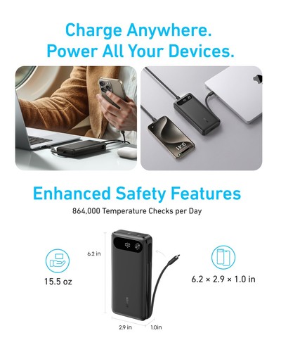 Anker Power Bank (20K, 87W, Built-In USB-C Cable) - photo 4