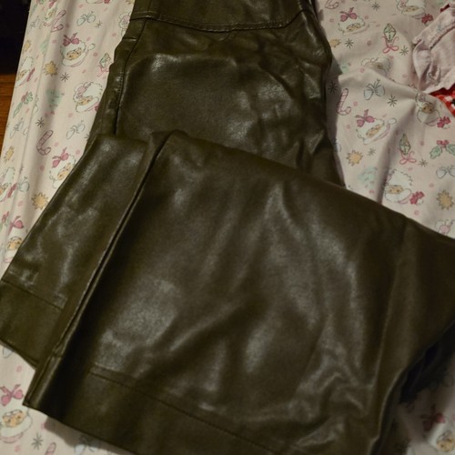 HaoMay Women's Faux Leather High Rise Wide Leg Pants Brown S - photo 3