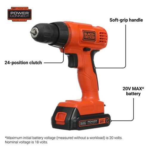 BLACK+DECKER 20V MAX Cordless Drill Driver & 100-Piece Kit - photo 2