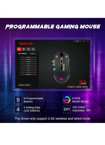 Redragon NIX Pro M914P-RGB-KS Gaming Mouse 24000 DPI 9Btn - photo 5
