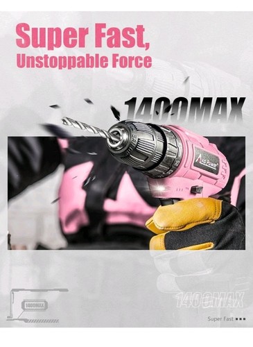 AVID POWER 12V Cordless Pink Drill Set, Power Driver with 21 Bit - photo 5