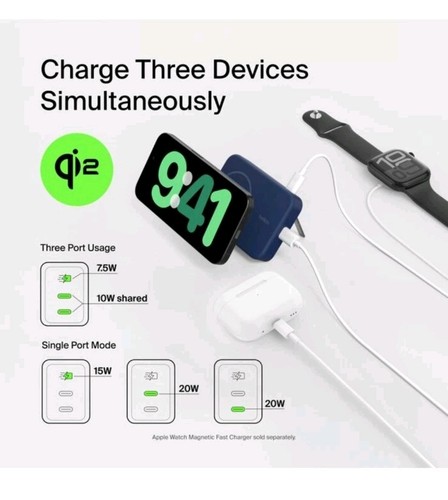 Belkin BoostCharge Pro Qi2 Magnetic Wireless Power Bank 10K Blue - photo 5
