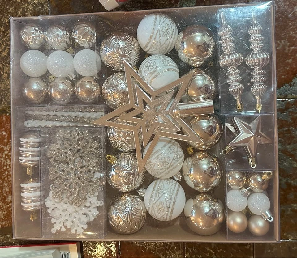ROSELEAF Christmas Tree Ornaments Set 78 Pack Champagne White - photo 4