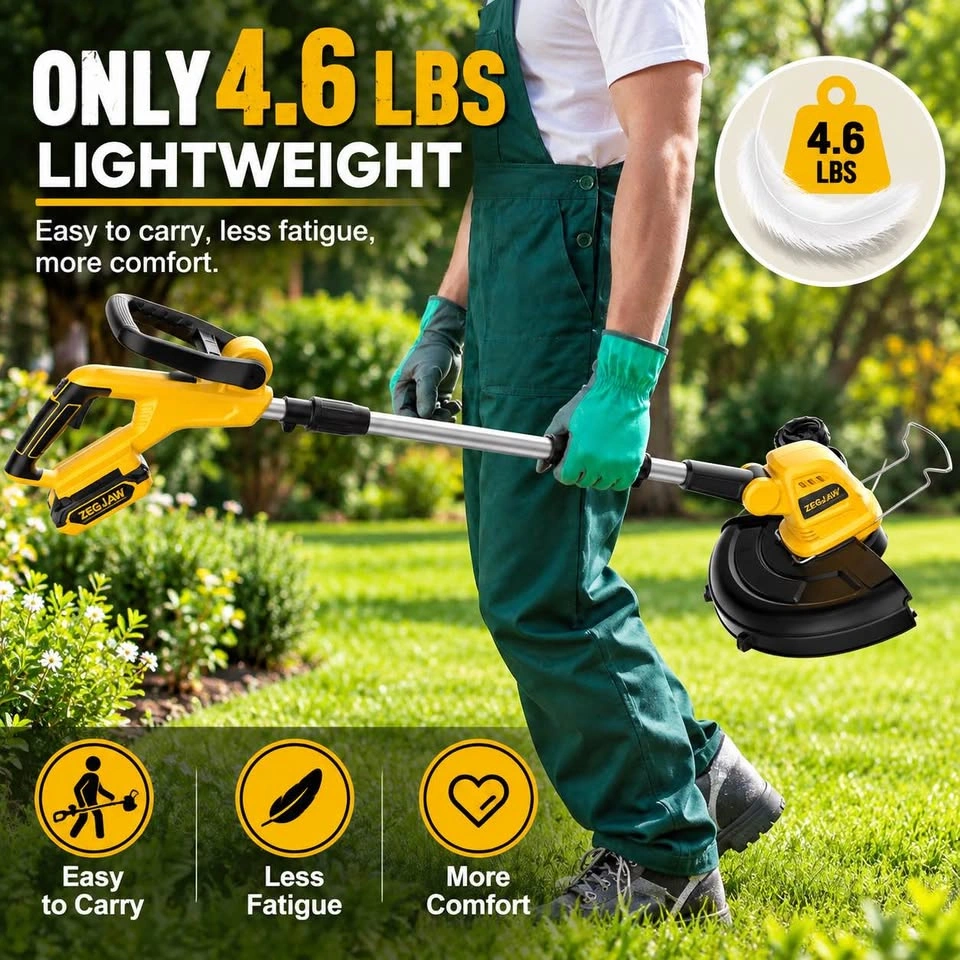 ZEGJAW 20V Cordless String Trimmer & Edger – Battery + Charger - photo 3