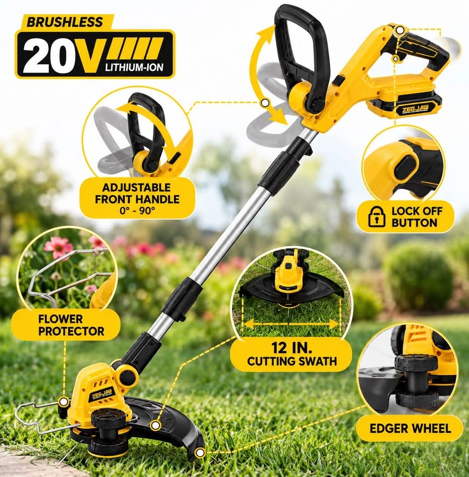 ZEGJAW 20V Cordless String Trimmer & Edger – Battery + Charger - photo 5