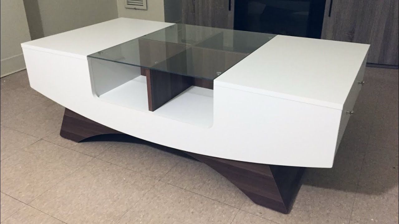 Modern White Coffee Table with Glass Top (No Drawer) - photo 4
