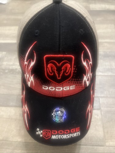Dodge Motorsports Black Red White Flames Cotton Mens Cap