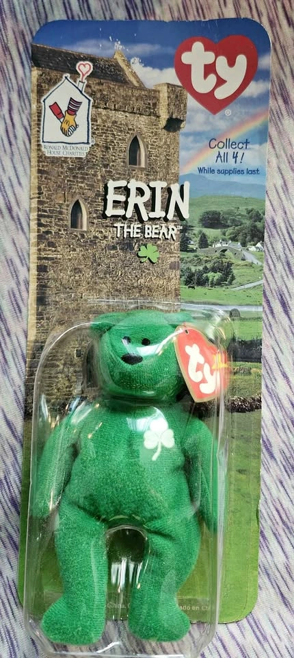 🧸🍀Rare Misprint Ty Teeny Beanie Baby Erin the Bear