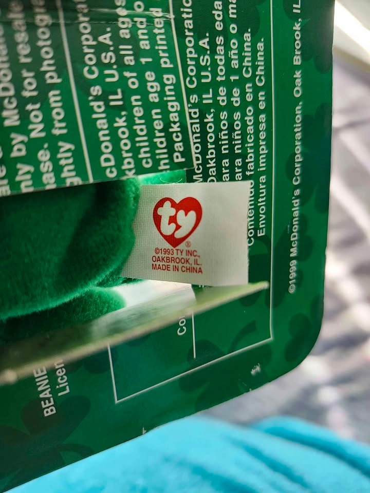 🧸🍀Rare Misprint Ty Teeny Beanie Baby Erin the Bear - photo 3