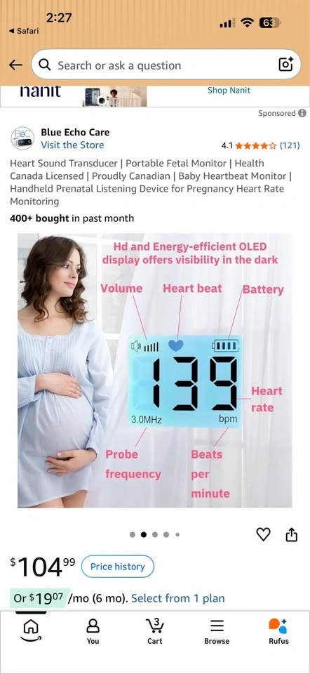 Fetal Doppler – Portable Baby Heartbeat Monitor - photo 2