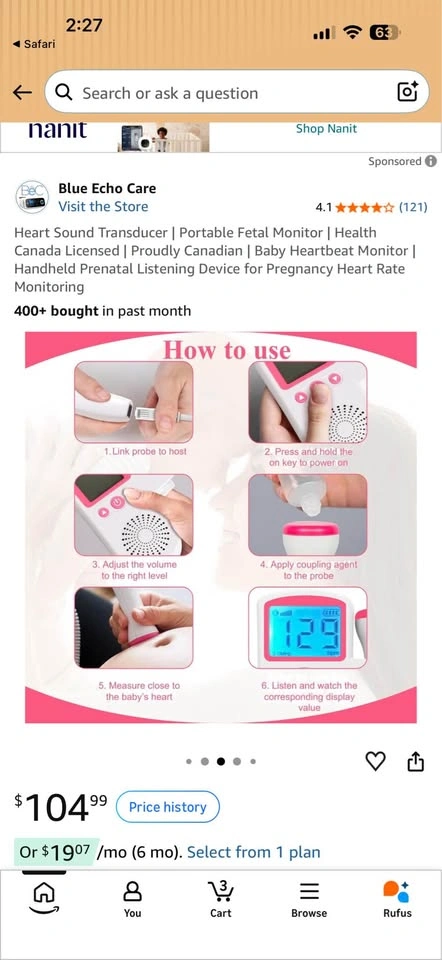 Fetal Doppler – Portable Baby Heartbeat Monitor - photo 4