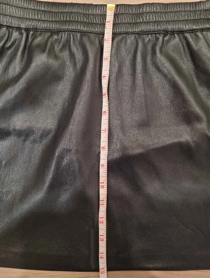 Babaton Women XS Black Faux Leather Elastic-Waist Mini Skirt - photo 5