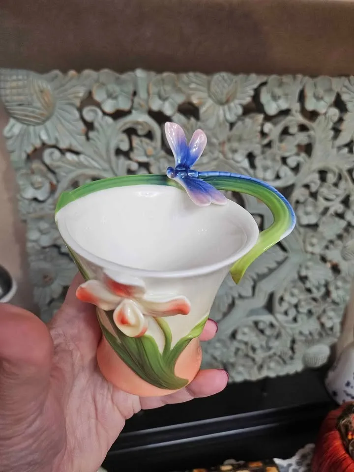 Vintage Tea/Coffee Set with Dragonflies & Orchid image indicator(3)