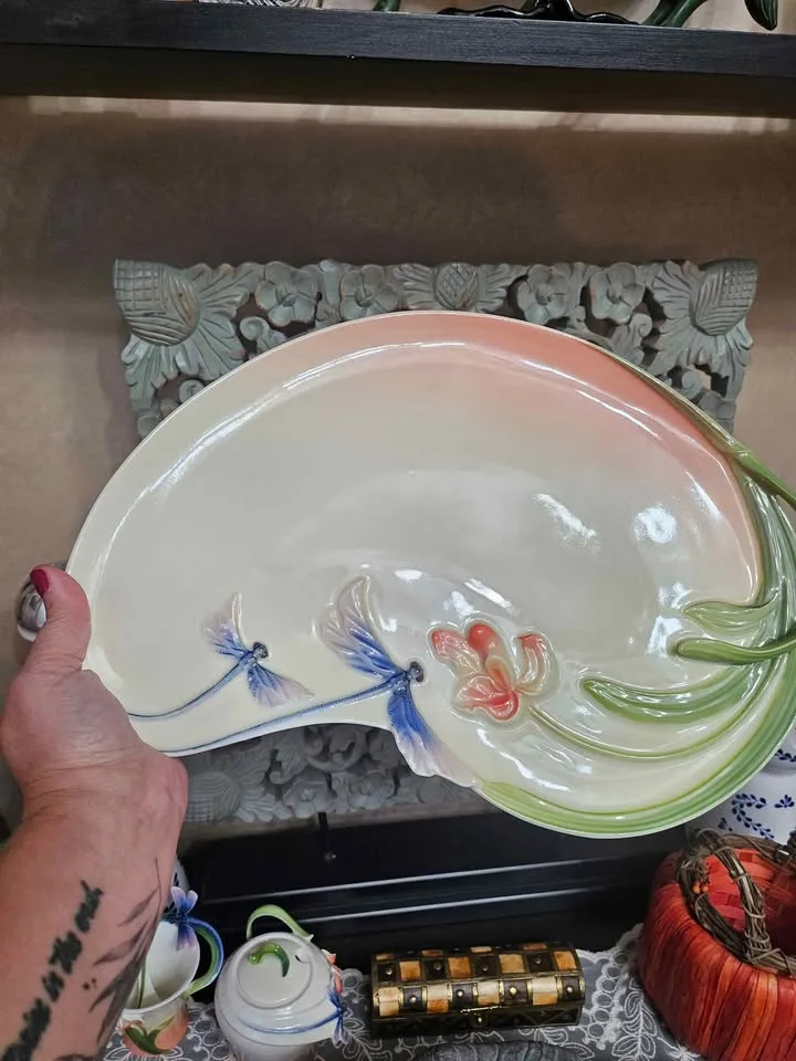 Vintage Tea/Coffee Set with Dragonflies & Orchid image indicator(10)