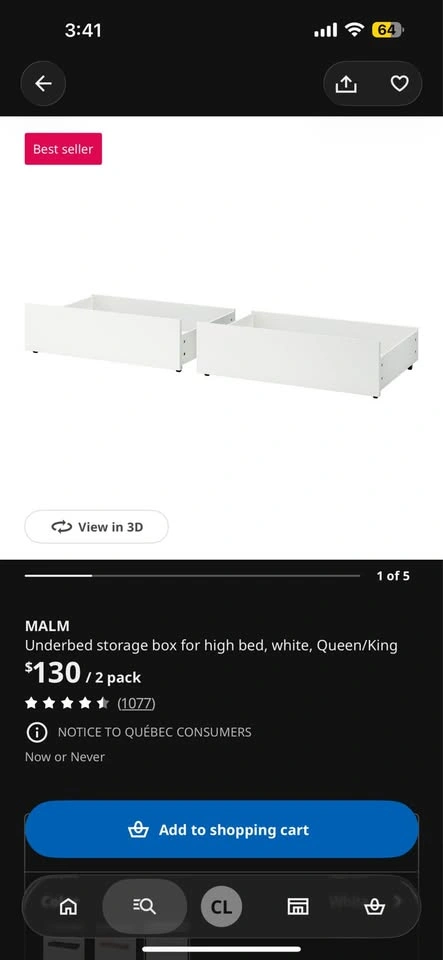 Queen Casper Mattress and IKEA MALM Frame with Storage - photo 3