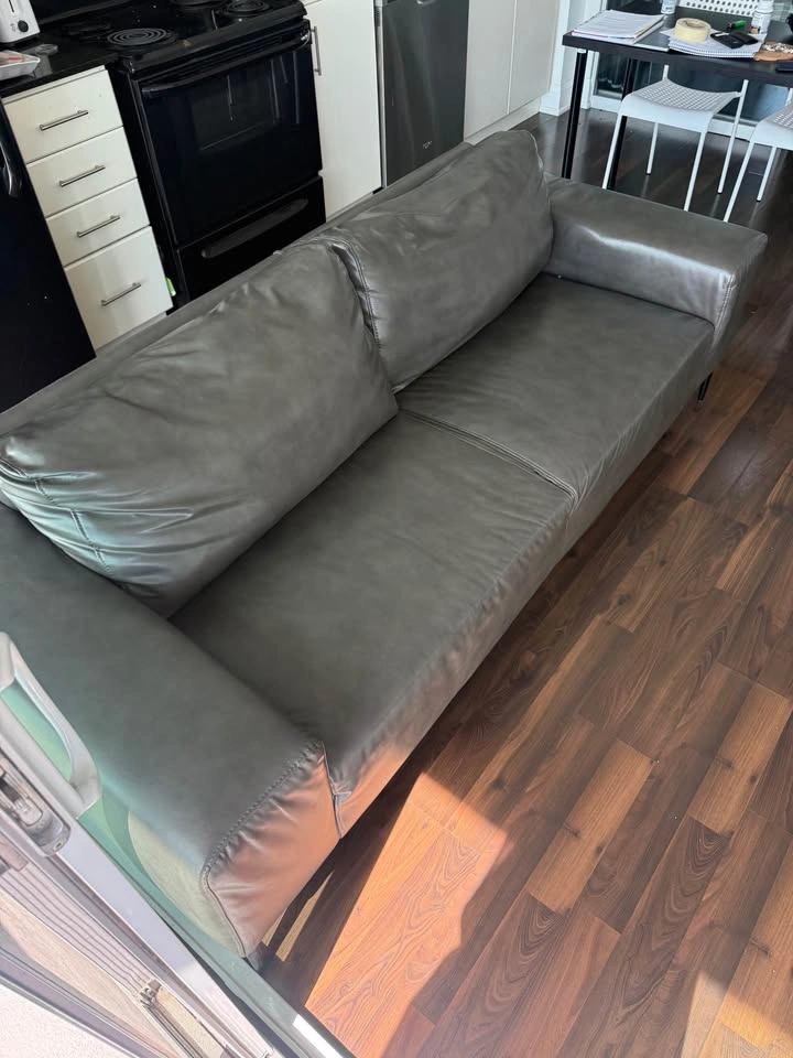 Modern Dark Grey Leather Sofa - photo 3