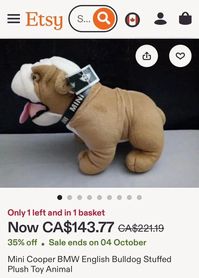 Official BMW Group MINI Cooper Spike Bulldog Plush Toy - photo 5