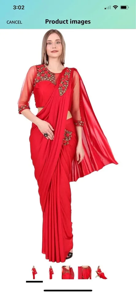 ASYAD BOUTIQUE Saree With stitched Blouse thumbnail