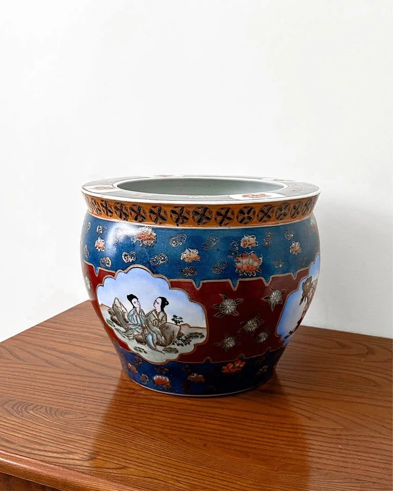 Vintage Chinese Porcelain Fish Bowl Planter