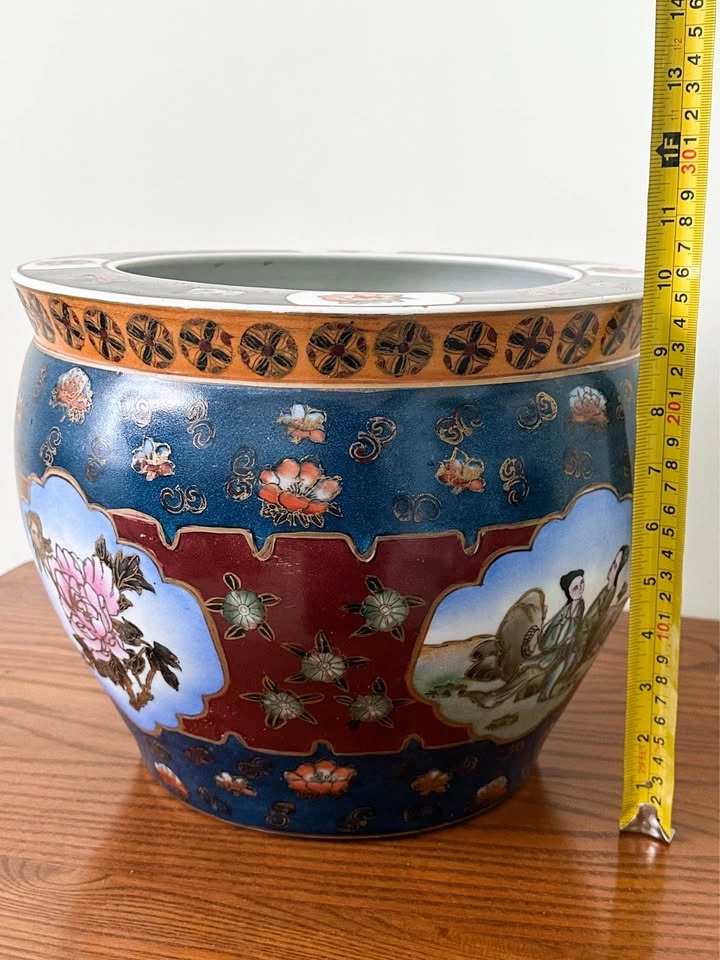 Vintage Chinese Porcelain Fish Bowl Planter - photo 5