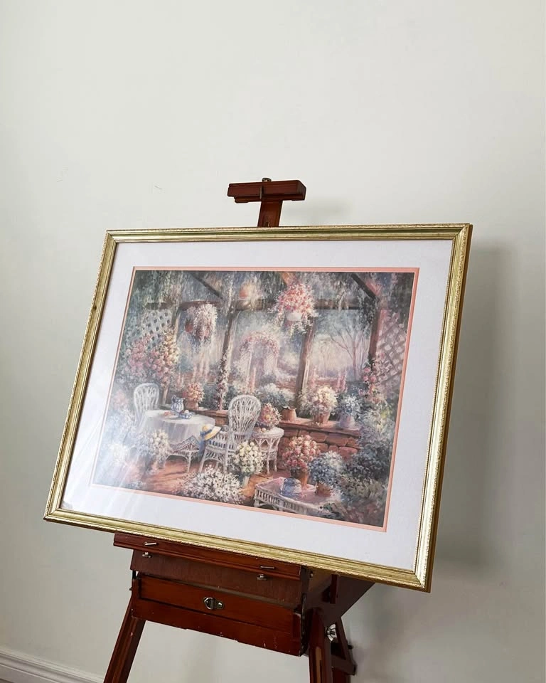 Gold Framed Impressionist Oil Painting Print “View of the Garden - photo 2