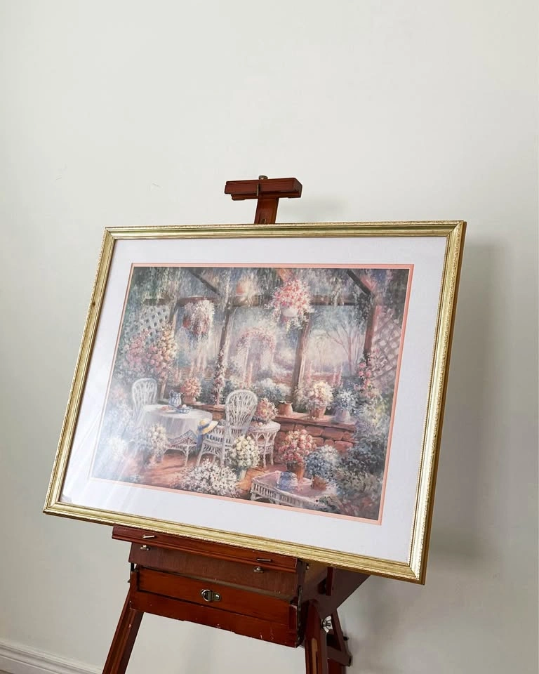 Gold Framed Impressionist Oil Painting Print “View of the Garden - photo 3