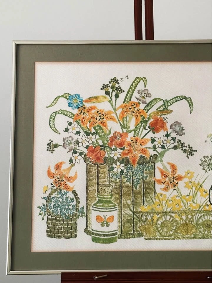 1970s Vintage Nancy Solberg Water Colour Floral Botanical Framed - photo 4
