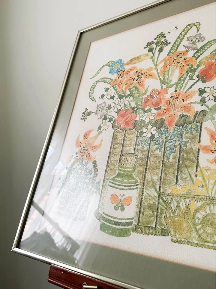 1970s Vintage Nancy Solberg Water Colour Floral Botanical Framed - photo 5