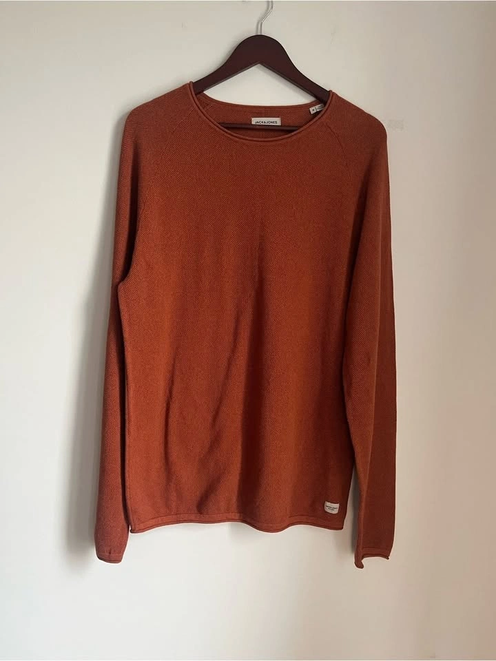 Jack & Jones Men's Rust Orange Textured Crewneck Sweater - photo 2