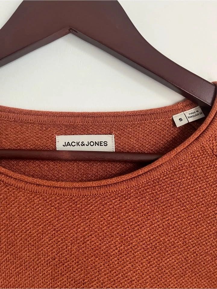 Jack & Jones Men's Rust Orange Textured Crewneck Sweater - photo 3