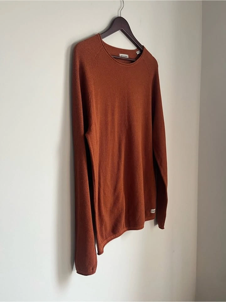 Jack & Jones Men's Rust Orange Textured Crewneck Sweater - photo 4