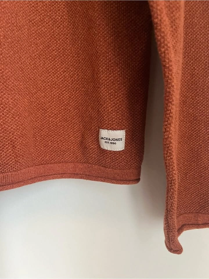 Jack & Jones Men's Rust Orange Textured Crewneck Sweater - photo 5