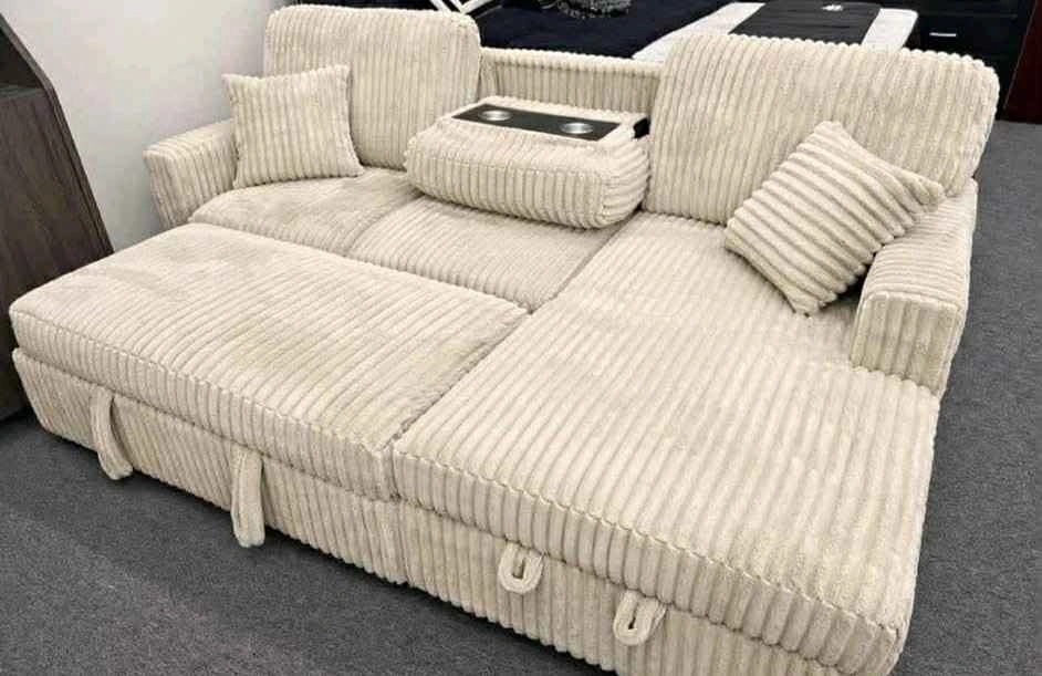 Cream Corduroy Sofabed