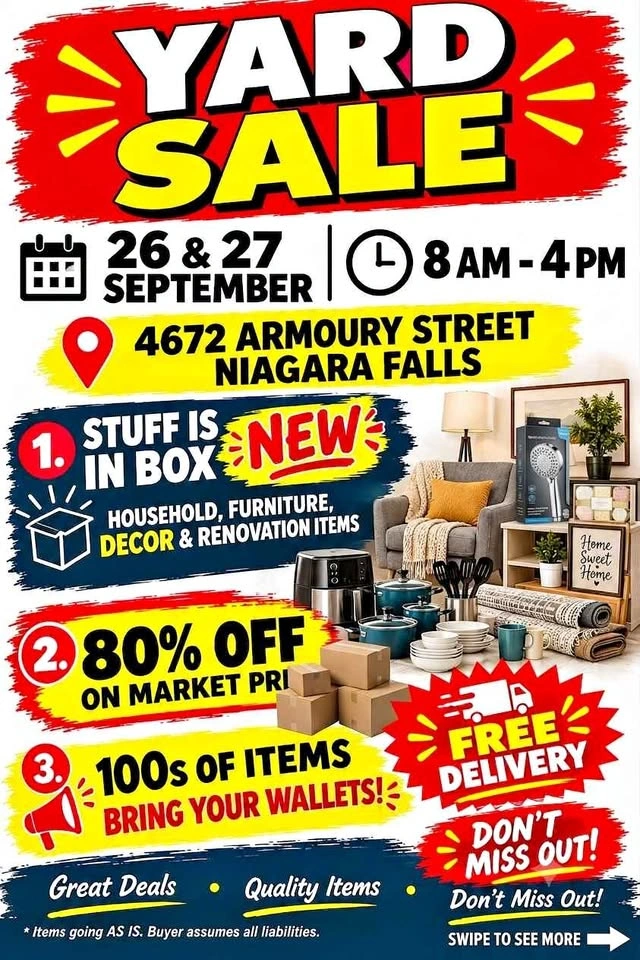 Huge Yard Sale in Niagara Falls - Furniture, Decor & Baby Items