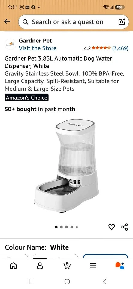 Gardner Pet 3.85L Automatic Dog Water Dispenser