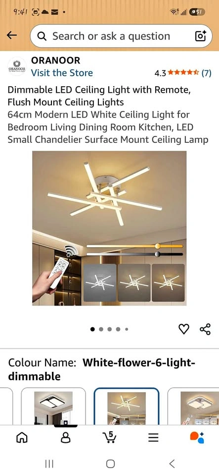 ORANOOR 64cm Dimmable LED Ceiling Light