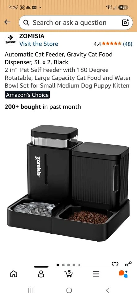 Automatic Cat Feeder and Gravity Food Dispenser