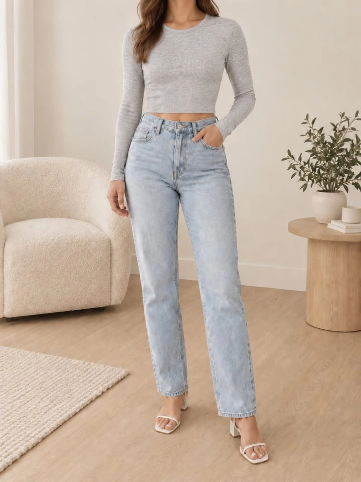 Aritzia TNA Grey Waffle-Knit Crop Top – Size XS - photo 4