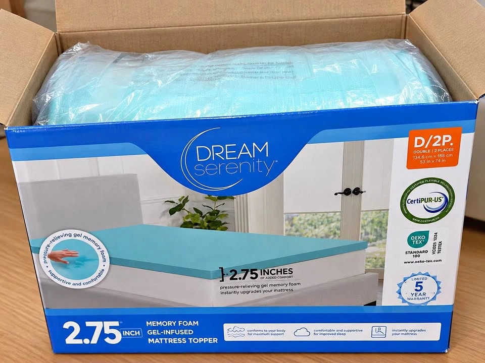 Gel Memory Foam Mattress Topper – Double/Full - 2.75 inches